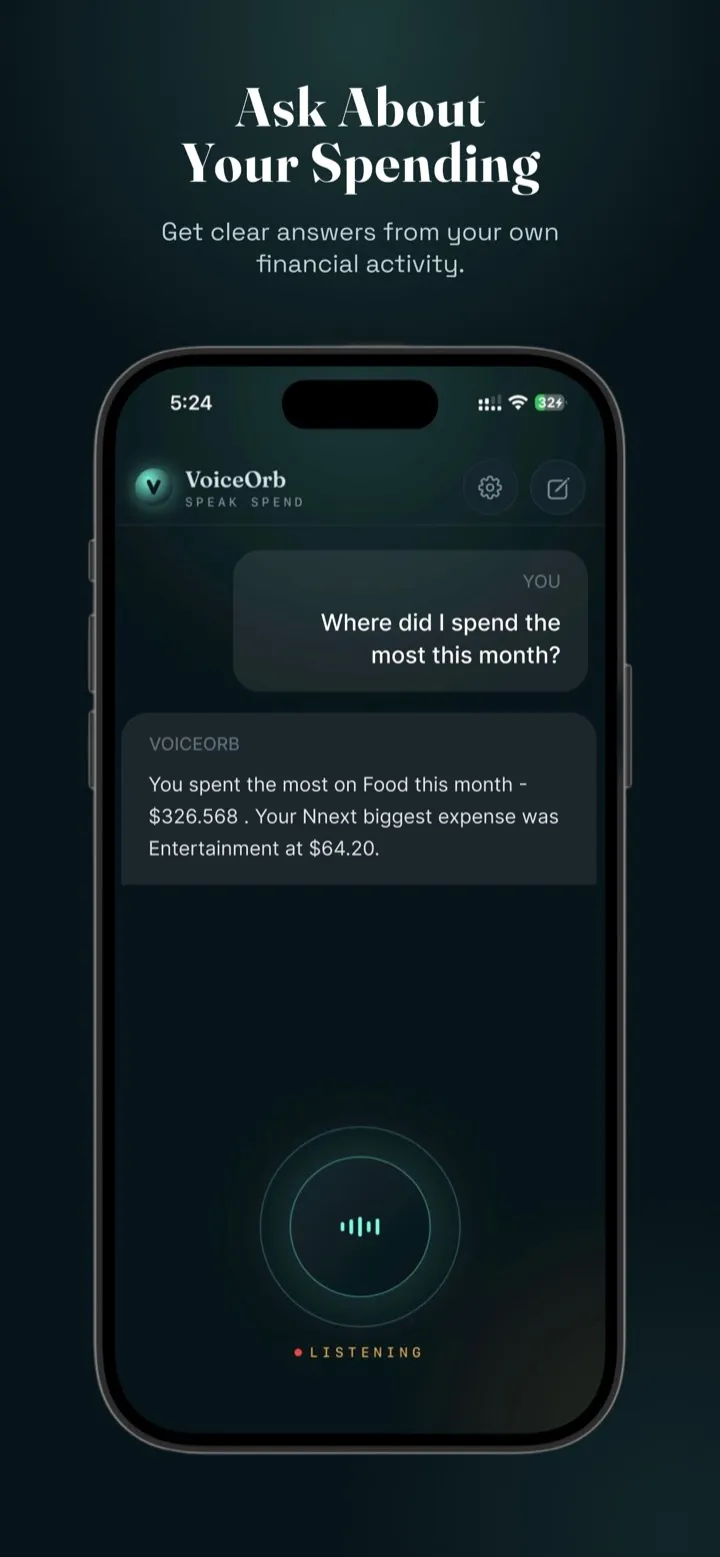 Asking VoiceOrb where most money was spent this month